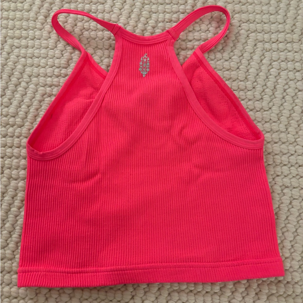 Free People Bright Pink Ribbed Tank Top